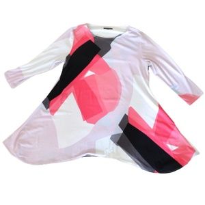 ALFANI  LADIES’ PRINTED ASYMMETRICAL SWING PULLOVER TUNIC TOP